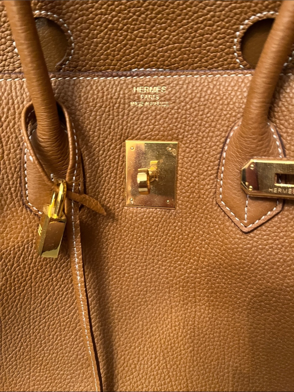 Hermès Style Tote Bag in Brown with Gold Hardware - Picture 2 of 7